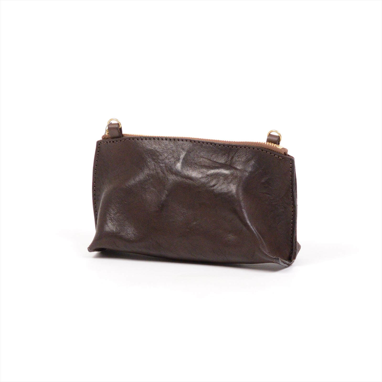 annak マチ付ハンドウォッシュミニショルダー ダークブラウン