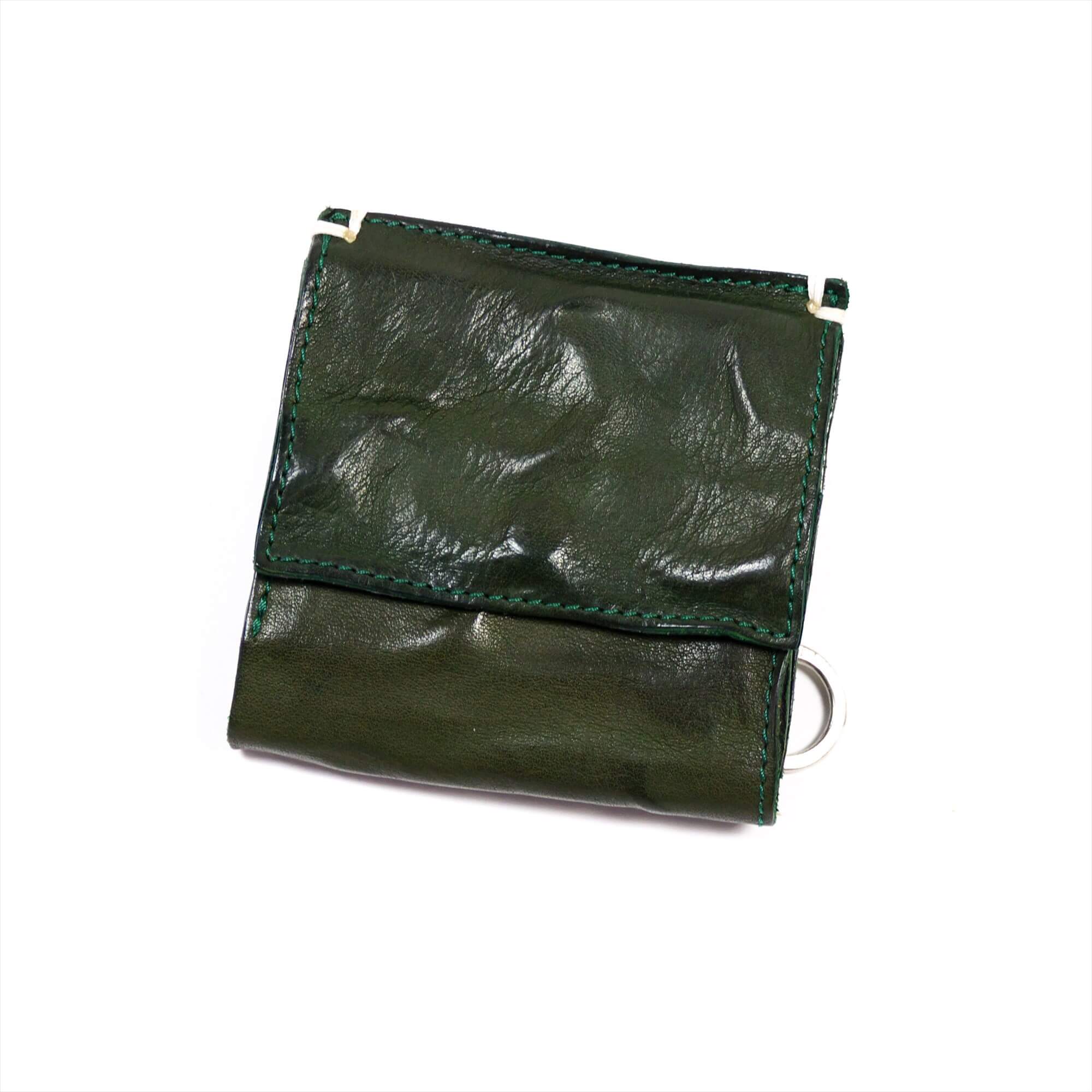 annak 外小銭リング付3つ折りハンドウォッシュ財布 グリーン