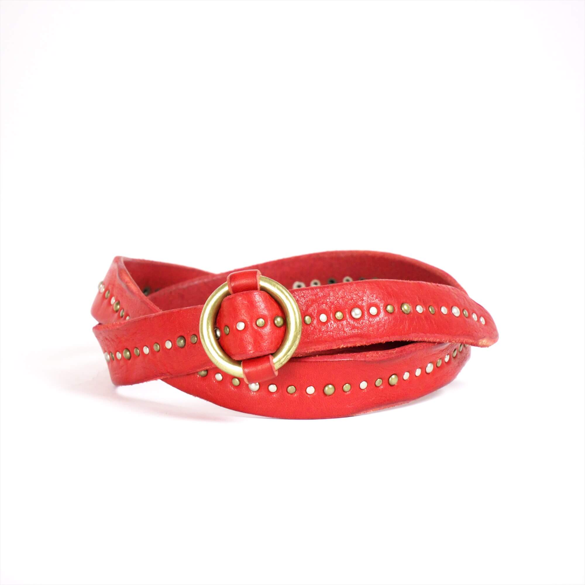 annak ピンなしスタッズハンドウォッシュベルト レッド